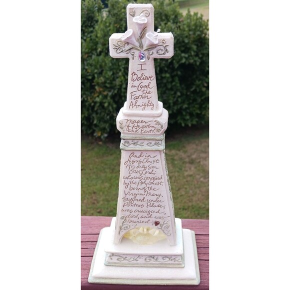 VTG Enesco Foundations Cross Night Light Apostles Creed Prayer Strength Healing - Picture 1 of 7